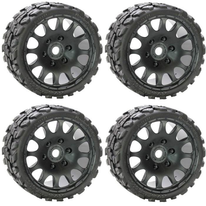 Powerhobby Raptor Belted Tires / Wheels w 17mm Hex (4) Race 