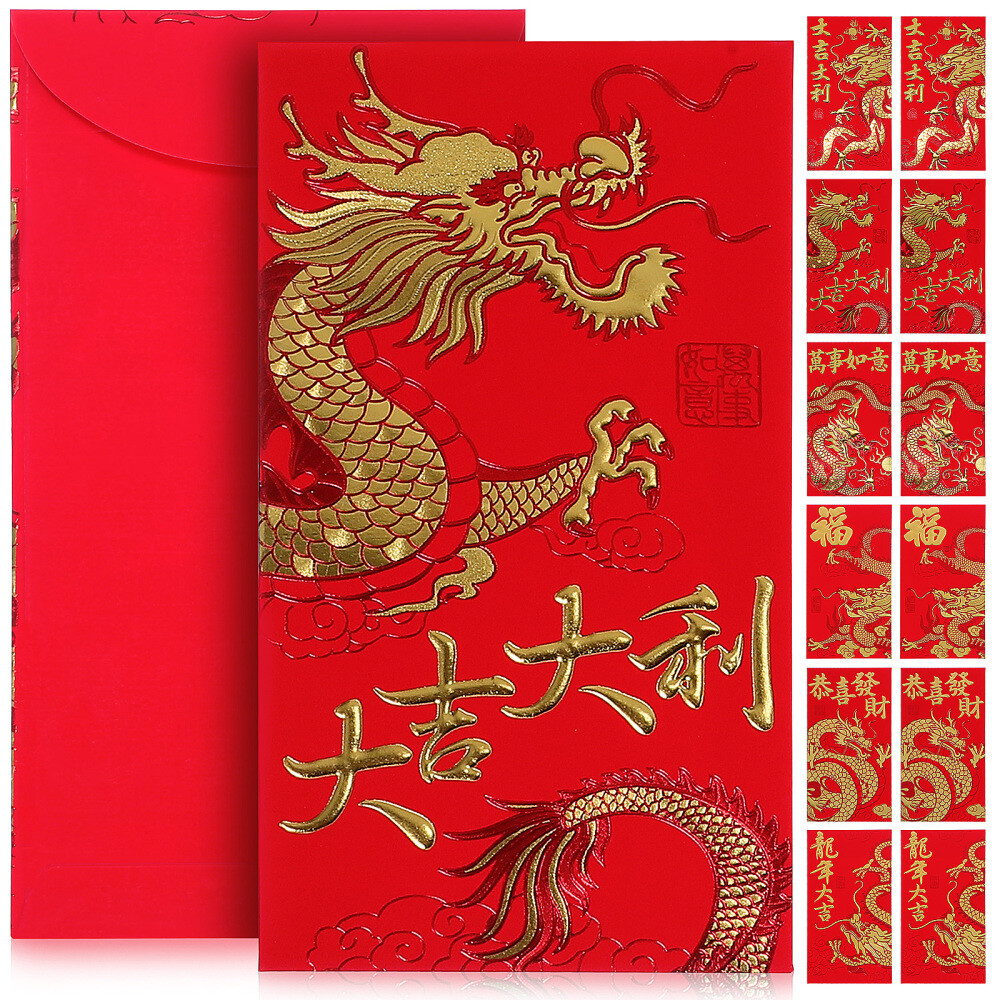 36 Pcs Gold Stamping Zodiac Red Envelope Pocket Chinese New Year