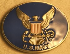 US Navy Shield Logo Metal/Enamel Oval Belt Buckle - Great Gift - Free Shipping