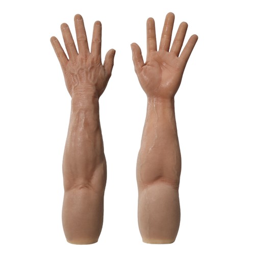 KnowU Silicone Muscle Gloves Male Hand Strong Arm Covers Cosplay Sleeves - Picture 3 of 12