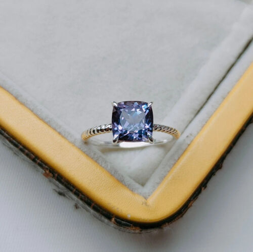 Anello di fidanzamento alessandrite argento 925 taglio marchesa oro anello regalo - Foto 1 di 6