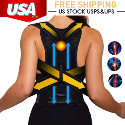 Men Women Posture Corrector Full Back Support Brace Clavicle Back Pain Relief 