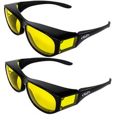 2 Pairs Global Vision Escort Fits Over Most Glasses Motorcycle Sunglasses Black