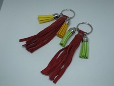 Beautiful Handmade Keychain Set 2 Leather 3 1/2"  Keychain NICE