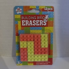 TOY Building BRICK ERASERS - Stationery - 12 Pieces Yellow/Orange