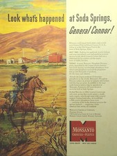 Monsanto Chemicals Plastics Soda Springs ID General Connor Vintage Print Ad 1953