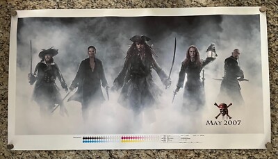 Johnny Depp Pirates of the Caribbean #3 Uncut Movie/Photo Poster Disney Rare!