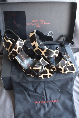 WALTER STEIGER Peep Toe Pumps Gr 36,5 Animal Print Stoff 9193H Cavallino