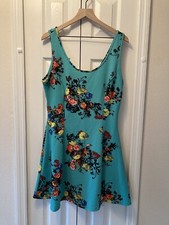 Ambiance Apparel Floral Print Sleeveless Dress Women's sz 1XL Stretchy A-Line