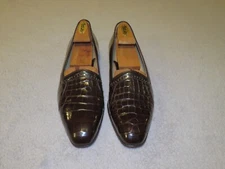 Mauri Brown Alligator Broguing Patent Spectator Loafer Flats 9.5 M