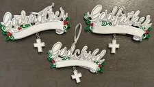 Godmother Godfather or Godchild Religious Personalizable Ornament with Cross