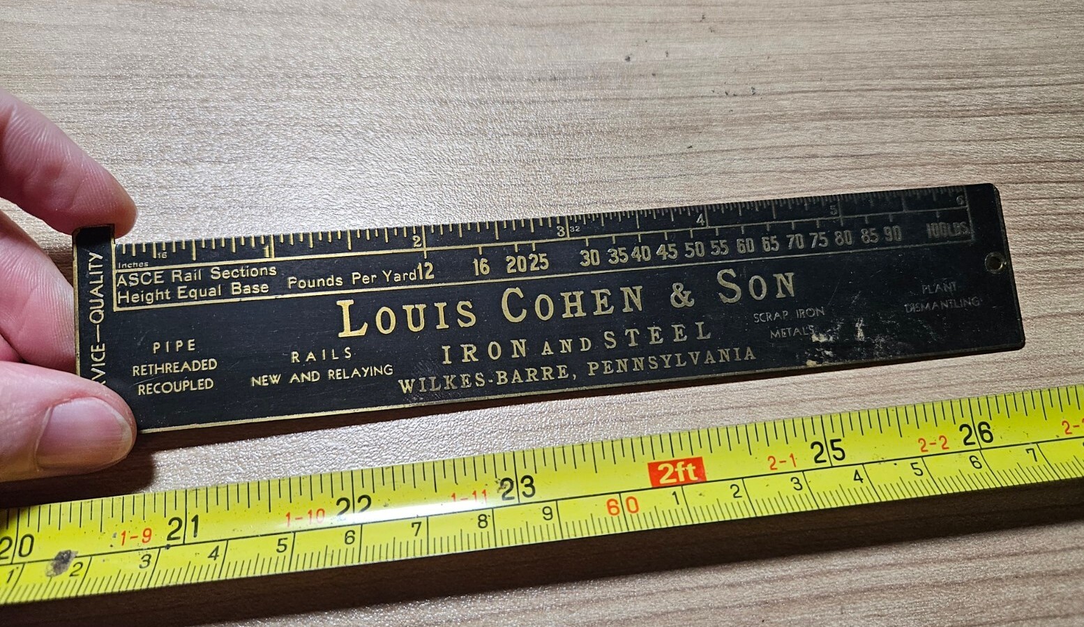 Louis Stone Ruler Vtg Louis Cohen & Son Wilkes Barre PA Iron Steel Rails Advertising ...