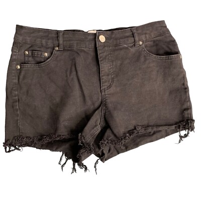 Just my Size Classic Fit Denim Shorts 16 Black Mid Rise Cut Off Button Zipper