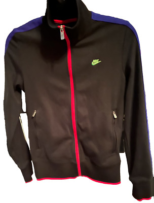 EUC Womens Nike Sportswear Zippered Jacket Medium Black/Pink/Lime/Blue