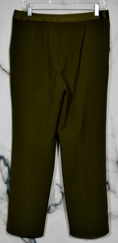 STUDIO LIZ CLAIBORNE PETITE Forest Green Pants 10P Stitched Satin Waistband 2 Pt - Picture 3 of 5