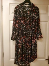 Apricot Black Multi Print Knee Length Shirt Dress UK 12
