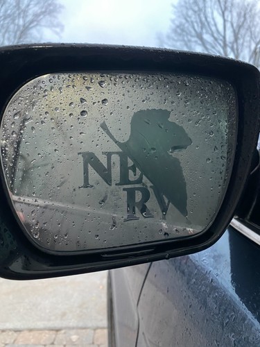 Evangelion Nerv Emblem Clear Decals Customized Anti fog Rain proof Mirror Peeker - Picture 2 of 5