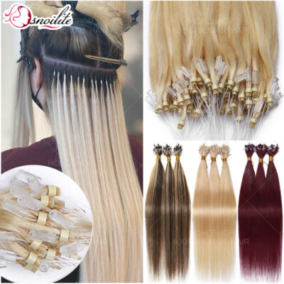 1G Microring Loop 100% Remy Echthaar Extensions Micro Link Ring Bonding Strähnen