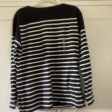Uniqlo Women’s Black & Ivory Breton Striped Cotton Jumper S UK 10 EU 38 NEW