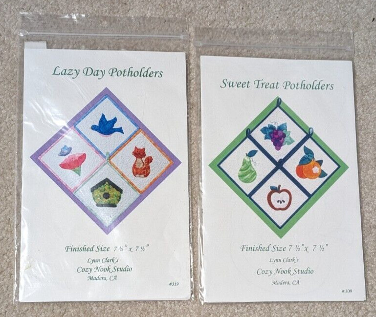 Lot of 2 Pot Holders Quilting Patterns - Cozy Nook #309, #319 potholders quilt