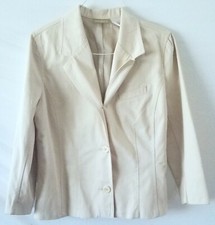 Womens Tan LIZ CLAIBORNE Lined Cotton Blazer Jacket 12