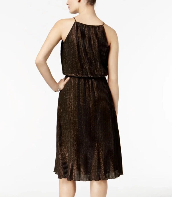 女式正装连衣裙 14 码 Julia Jordan 棕色紧身腰布劳森连衣裙新品 — 第 4/4 张图片