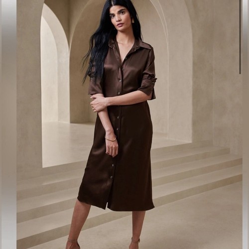 Banana Republic Enchant Shirtdress 100 Silk Quiet 90s Style Luxury