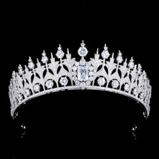 Luxury All CZ Cubic Zirconia Queen Wedding Princess Prom Tiara Crown For Women