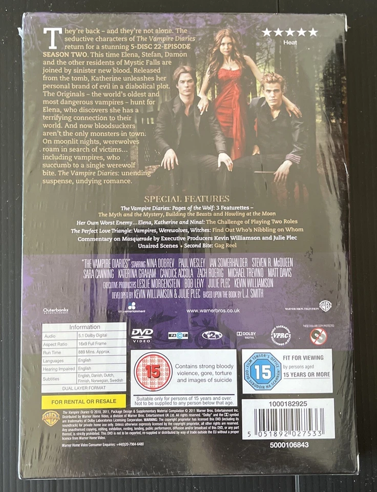 The Vampire Diaries - Season 2 Nina Dobrev 2011 New DVD - Image 2 of 2