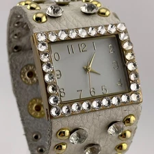 Blingy Womens Watch 36mm Case Gem Set Bezel Band Quartz Analog Three Hands