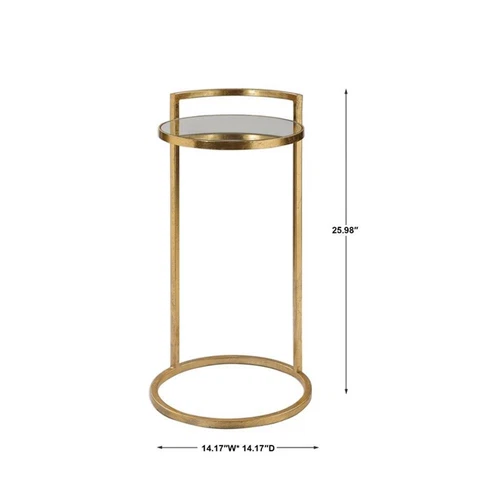 Uttermost Cailin Iron Glass and MDF Wood Accent Table in Gold Leaf - Picture 6 of 6