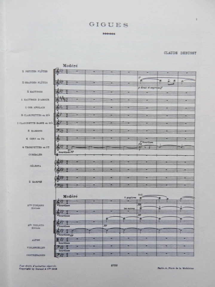 Debussy - Gigues - Images pour Orchestre No 1 study score Editions Durand - Image 3 of 3