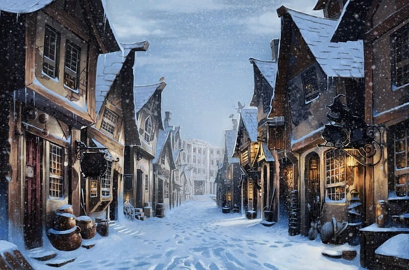 Photo Wallpaper Harry Potter Christmas Village, Wall Mural Kids