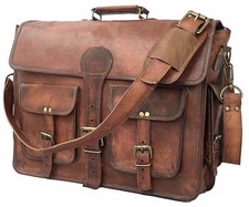 Bag Leather Goat Men Vintage Laptop Brown Messenger S Shoulder Real Genuine New