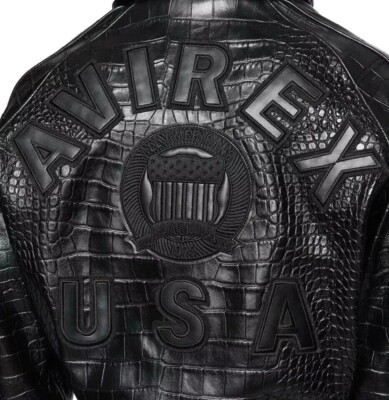 サ*♛様 新品　タグ付き　avirex leather jacket AVIREX NEW BROWN CROCODILE leather jacket AUTHENTIC | eBay