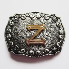 Initial Letter "Z" Cowboy Rodeo Western Metal Belt Buckle