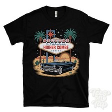 HIGHER COMBE LAS VEGAS SIGN PARODY FUNNY T-SHIRT dorset shaftesbury england