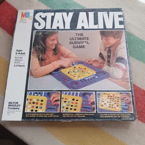 Stay Alive Milton Bradley Vintage Survival Board Game Complete Extra Marbles
