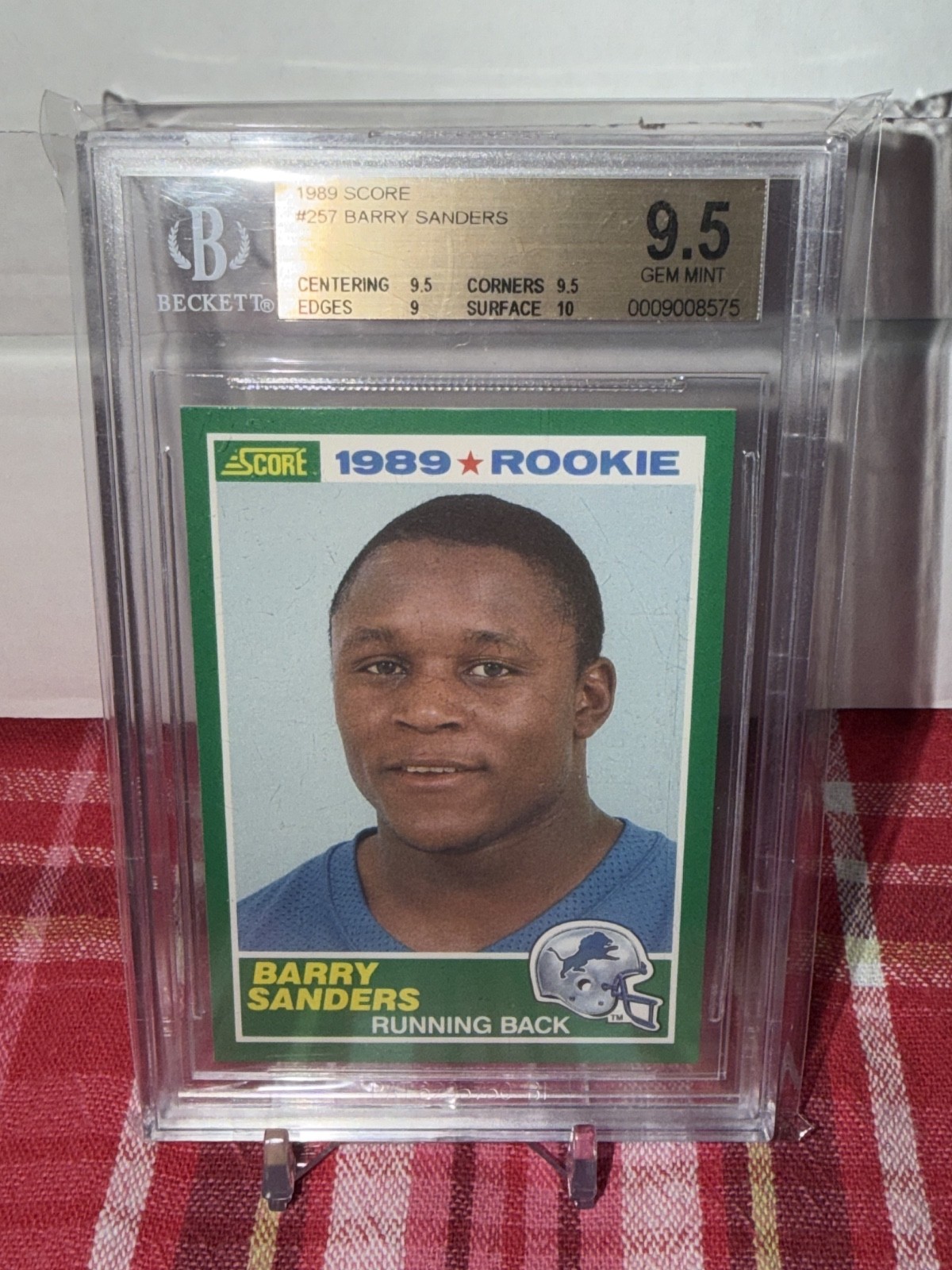 1989 Score - 1989 Rookie Barry Sanders #257 (RC) BGS 9.5 (Good Subgrades)