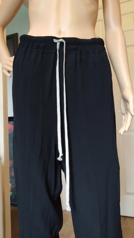 Calça Rick Owens Phlegathon mistura de seda desenho cordas, tamanho, Reino Unido 10, IT 42 - Imagem 2 de 4