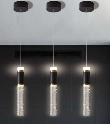 LED Pendant Light, Crystal Modern Kitchen Island Lighting Black Gold 3 Pack
