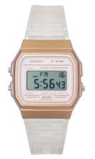 Casio Digital Transparent Resin Strap White Dial Quartz F-91WS-7A3 Unisex Watch