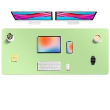 Faux Leather Desk Mat - Non-Slip PU Leather Desk Blotter, 55" x 24" Foam Green