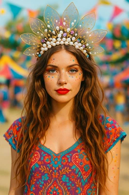 Pixie Kopfschmuck Perlen und Strass Elfe Fee Kostüm-Zubehör Nymphe Fantasy - Bild 1 von 4