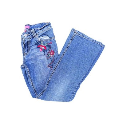 Bongo Girls Vintage Y2K Flare Jeans Floral Embroidered Coquette Denim Size 12