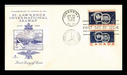 Dr Jim Stamps US & Canada Joint Issue FDC St. Lawrence Seaway Rose Craft