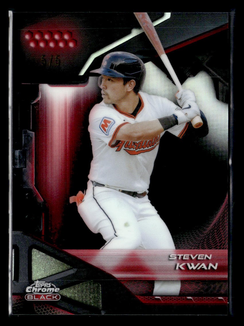 2026 Topps Chrome Black #67 Steven Kwan Red Refractors #/5