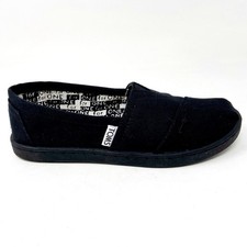 Toms Classics Black Canvas Youth Slip On Casual Canvas Flat Shoes