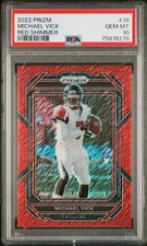 Michael Vick 2022 Panini Prizm RED Shimmer #18 Atlanta Falcons PSA 10 GEM /35