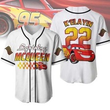 Personalized Lightning McQueen Racing Cars Gift For Fan Baseball Jersey Shirt